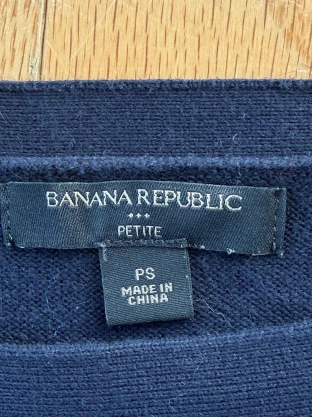 Banana Republic Navy Knit Sweater Petite Small 3/4 Sleeve Classic Work Top - Picture 4 of 6
